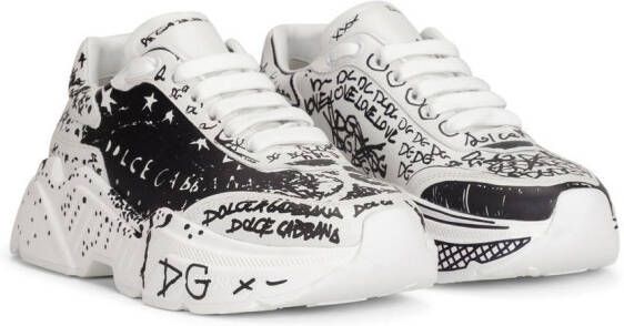 Dolce & Gabbana hand paint-print low-top sneakers White