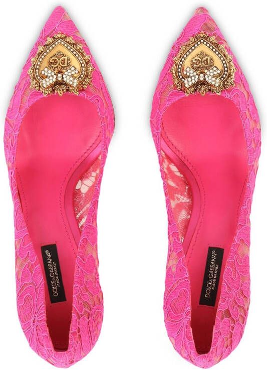 Dolce & Gabbana Heart plaque lace pumps Pink