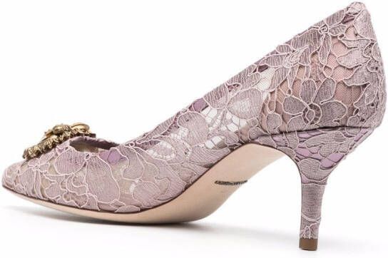 Dolce & Gabbana Heart plaque lace pumps Pink