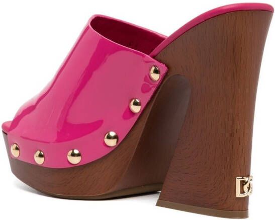 Dolce & Gabbana high-shine clog 130mm mules Pink