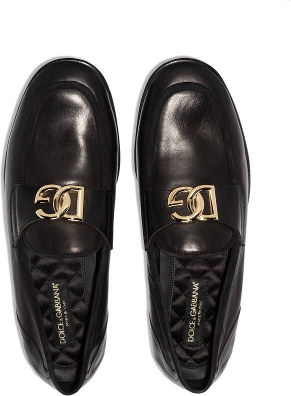 Dolce & Gabbana Interlocking DG-plaque leather loafers Black