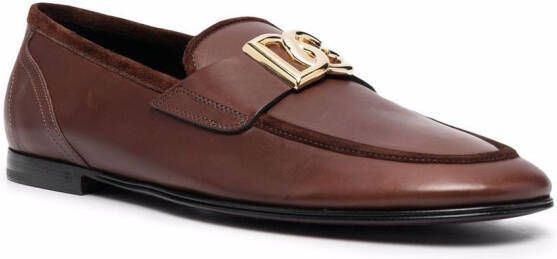 Dolce & Gabbana interlocking DG-plaque loafers Brown