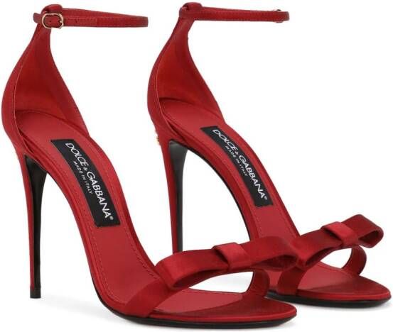 Dolce & Gabbana Keira 105mm bow-detail satin sandals Red
