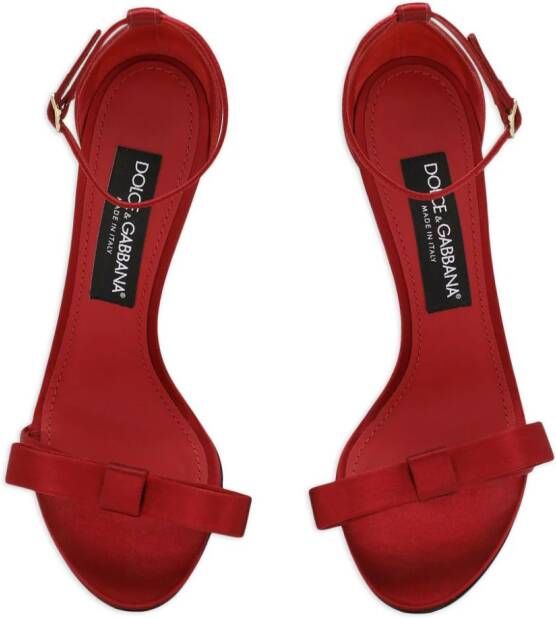 Dolce & Gabbana Keira 105mm bow-detail satin sandals Red