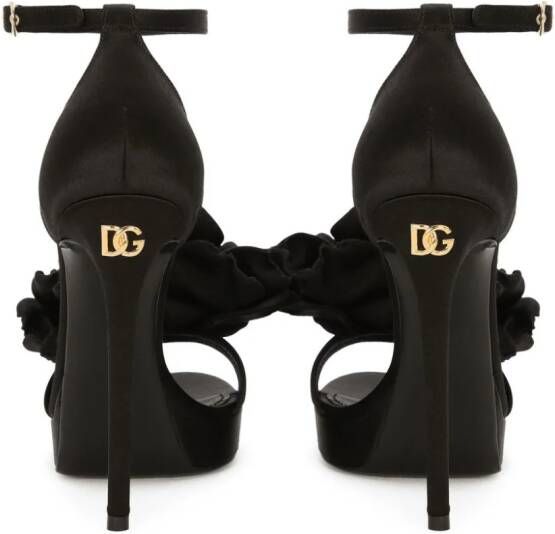 Dolce & Gabbana Keira 105mm floral-appliqué sandals Black