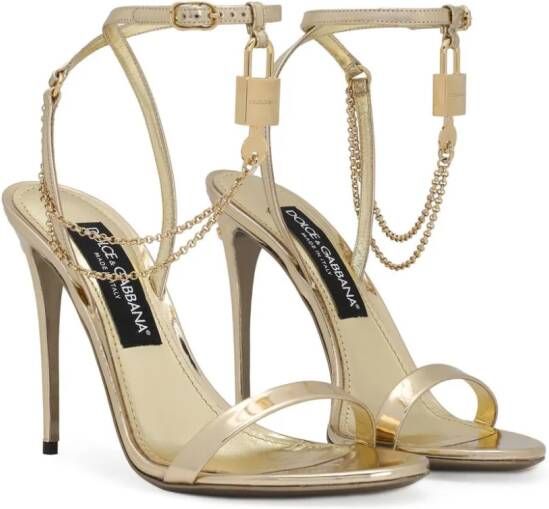 Dolce & Gabbana Keira 105mm padlock-detail sandals Gold