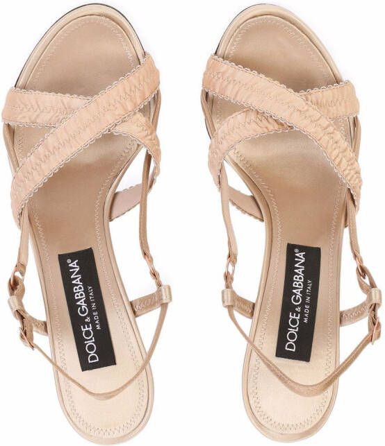 Dolce & Gabbana 105mm crossover-strap satin sandals Neutrals