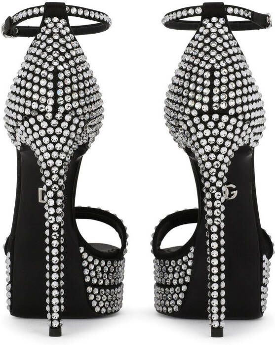 Dolce & Gabbana 145mm rhinestone-embellished platform sandals Black