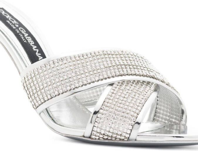 Dolce & Gabbana 85mm crystal-embellished mules Silver