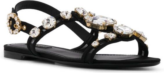 Dolce & Gabbana Keira crystal-embellished mesh sandals Black