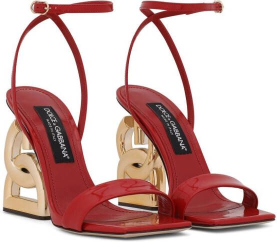 Dolce & Gabbana 3.5 105mm patent leather sandals Red