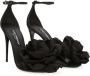 Dolce & Gabbana Keira floral-appliqué satin sandals Black - Thumbnail 2