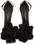 Dolce & Gabbana Keira floral-appliqué satin sandals Black - Thumbnail 4