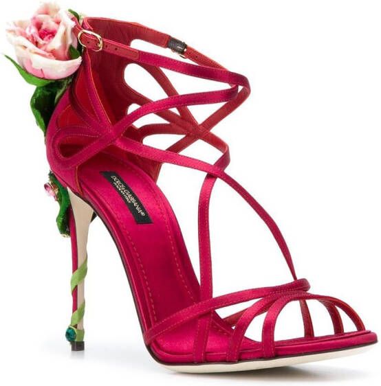 Dolce & Gabbana Keira rose jewelled sandals Red