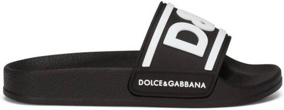 Dolce & Gabbana Kids logo-print pool slides Black