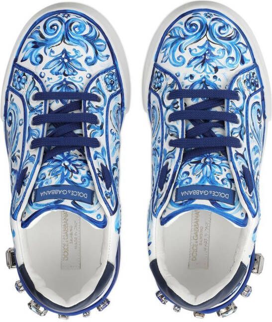 Dolce & Gabbana Kids Portofino Light Majolica-print sneakers White