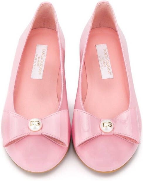 Dolce & Gabbana Kids bow-detail ballerina shoes Pink