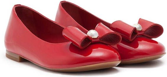 Dolce & Gabbana Kids bow-detail ballerina shoes Red