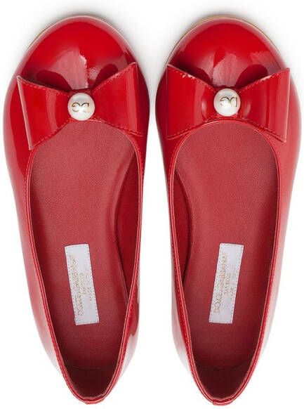 Dolce & Gabbana Kids bow-detail ballerina shoes Red