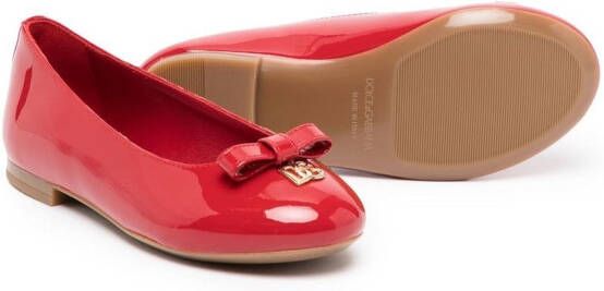 Dolce & Gabbana Kids bow-detail ballerina shoes Red