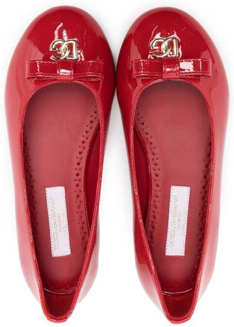 Dolce & Gabbana Kids bow-detail ballerina shoes Red