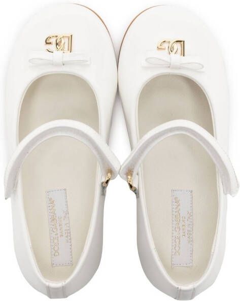 Dolce & Gabbana Kids bow-detail leather ballerinas White