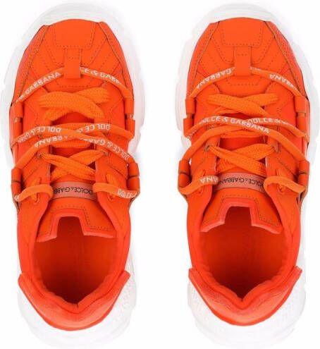 Dolce & Gabbana Kids chunky sole lace-up sneakers Orange