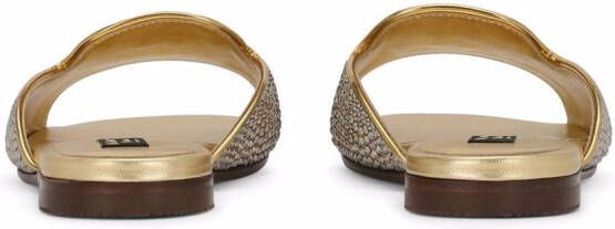 Dolce & Gabbana Kids DG-logo rhinestone-embellished satin sandals Gold