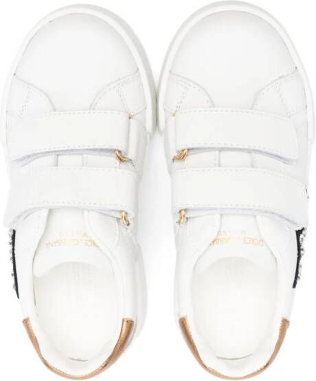 Dolce & Gabbana Kids crystal-embellished logo leather sneakers White