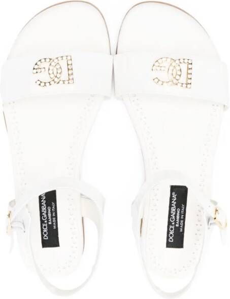 Dolce & Gabbana Kids crystal-embellished logo sandals White