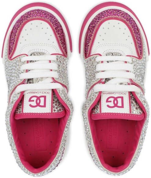 Dolce & Gabbana Kids crystal-embellished low-top sneakers White
