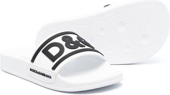 Dolce & Gabbana Kids debossed-logo open-toe slides White