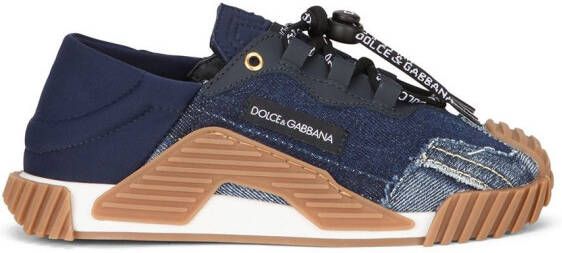 Dolce & Gabbana Kids NS1 patchwork-denim sneakers Blue