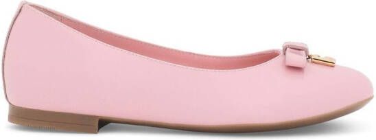 Dolce & Gabbana Kids DG-logo patent leather ballerina shoes Pink