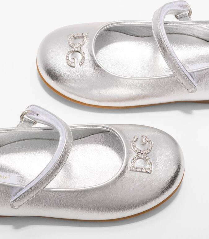 Dolce & Gabbana Kids DG crystal-embellished ballerina shoes Silver