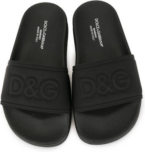 Dolce & Gabbana Kids DG embossed logo sliders Black