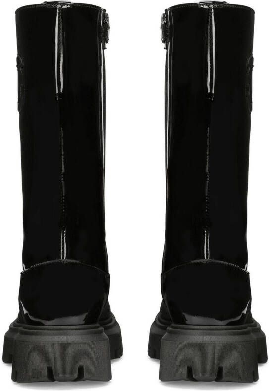 Dolce & Gabbana Kids DG-logo patent leather boots Black