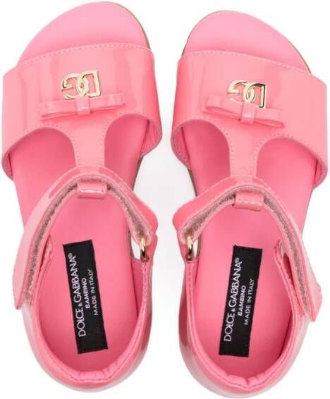Dolce & Gabbana Kids DG-logo patent-leather sandals Pink