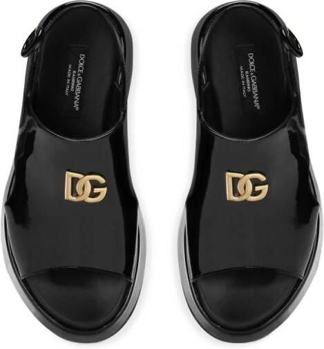 Dolce & Gabbana Kids DG patent-leather sandals Black