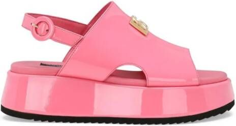 Dolce & Gabbana Kids DG patent-leather sandals Pink