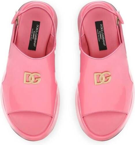 Dolce & Gabbana Kids DG patent-leather sandals Pink