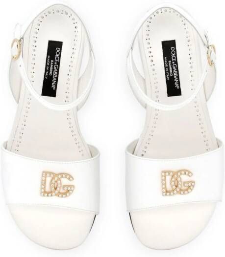Dolce & Gabbana Kids DG patent-leather sandals White