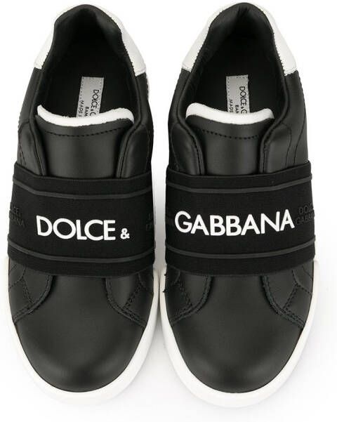 Dolce & Gabbana Kids elasticated strap logo sneakers Black