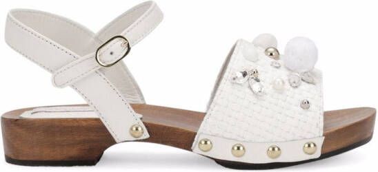 Dolce & Gabbana Kids embellished leather sandals White