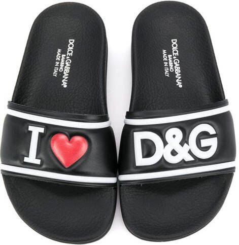 Dolce & Gabbana Kids embossed logo slides Black