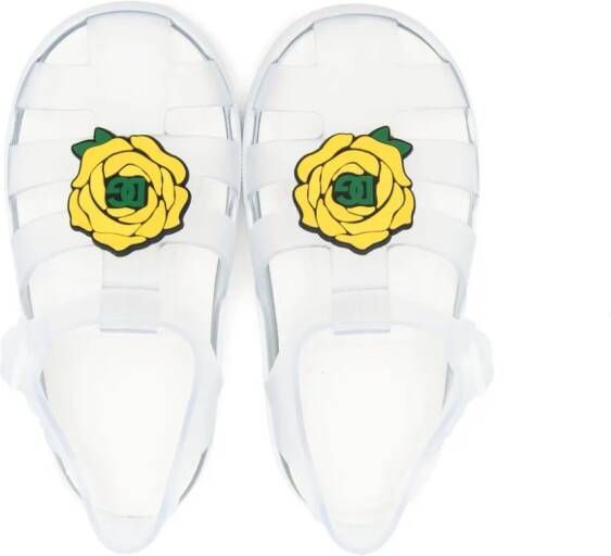 Dolce & Gabbana Kids floral-appliqué jelly shoes Neutrals