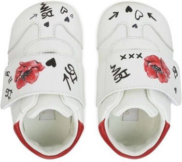 Dolce & Gabbana Kids poppy-print leather sneakers White