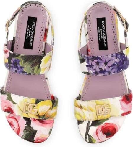 Dolce & Gabbana Kids floral-print leather sandals Pink