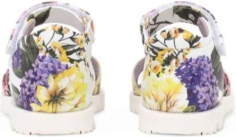 Dolce & Gabbana Kids floral-print leather sandals Purple