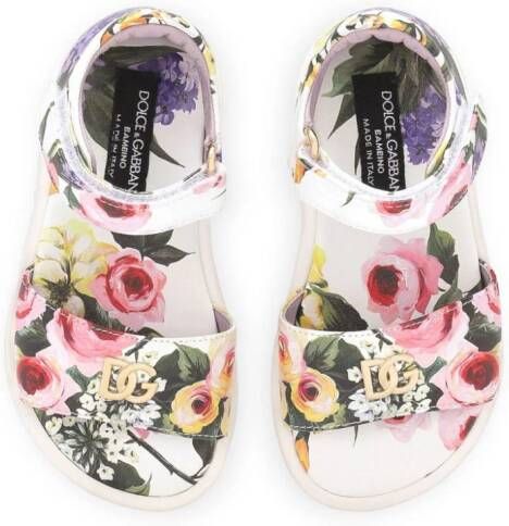 Dolce & Gabbana Kids floral-print leather sandals Purple
